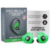 Decibullz - Custom Molded Earplugs, 31dB Highest NRR, Comfortable Hearing Protection for Shooting, Travel, Swimming, Work and Concerts (Green) view 1