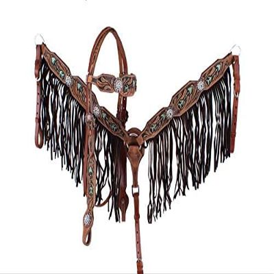 Showman Hand Painted Arrow Design Leather Headstall & Breast Collar Set w/Reins