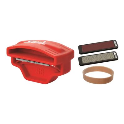 Swix Compact Edger KIT - Large Ergo Shape - Ski and Snowboard Side Edge Tool - 80mm File - Medium Diamond and Abrasive Stone, red, Hand held