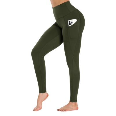 GAYHAY High Waist Yoga Pants with Pockets, Leggings for Women Tummy Control Compression Workout Leggings for Women Olive