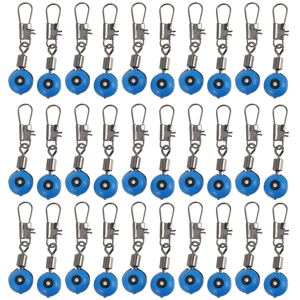 100pcs Blue Stainless Steel Sinker Slides for Fish: with Swivel Hook Clips, Quick Attachment Connector for Saltwater & Freshwater, Prevents Line Twisting, Ideal for Fast & Deep Water