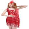 Latin Dance Dress for Girls Ballroom Dancing Dresses for Kids Flapper Dress with 20s Accessories Set (X-Large, Style 3 Red) view 1
