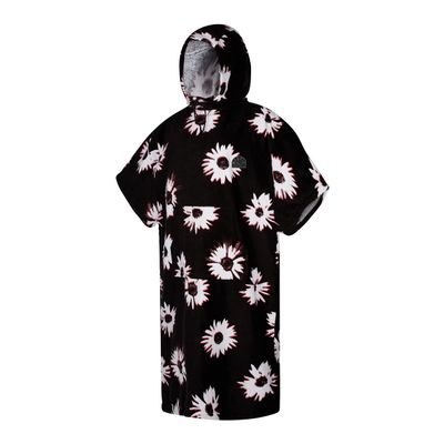 Mystic Velour Change Robe Poncho or Changing Robe Towel for Beach Watersports & Surfing - Black White - Unisex