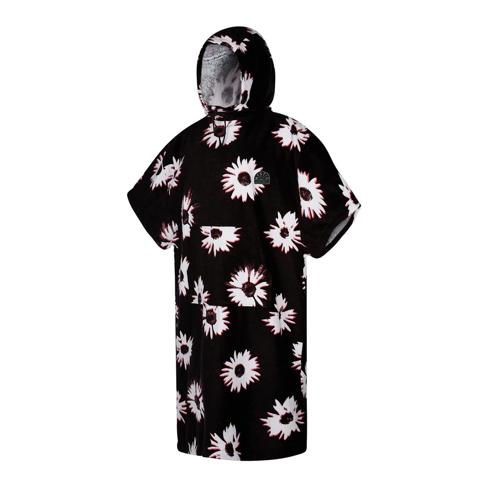 Mystic Velour Change Robe Poncho or Changing Robe Towel for Beach Watersports & Surfing - Black White - Unisex
