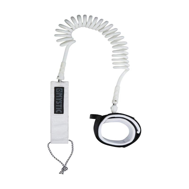 Mystic SUP Coiled Leash 2021-8ft or 10ft - White 210151 10 Foot