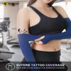 Newbyinn UV Sun Protection Arm Sleeves with Thumb Hole for Men Women Youth, Cooling Sleeve to Cover Tattoo, Mid-Compression 2 Pairs: Beige view 4