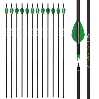 Zhao.Fu 29 Inch Carbon Arrow Practice Hunting Arrows Spine 400 with Removable Tips for Archery Compound & Recurve & Traditional Bow (12 Pcs)