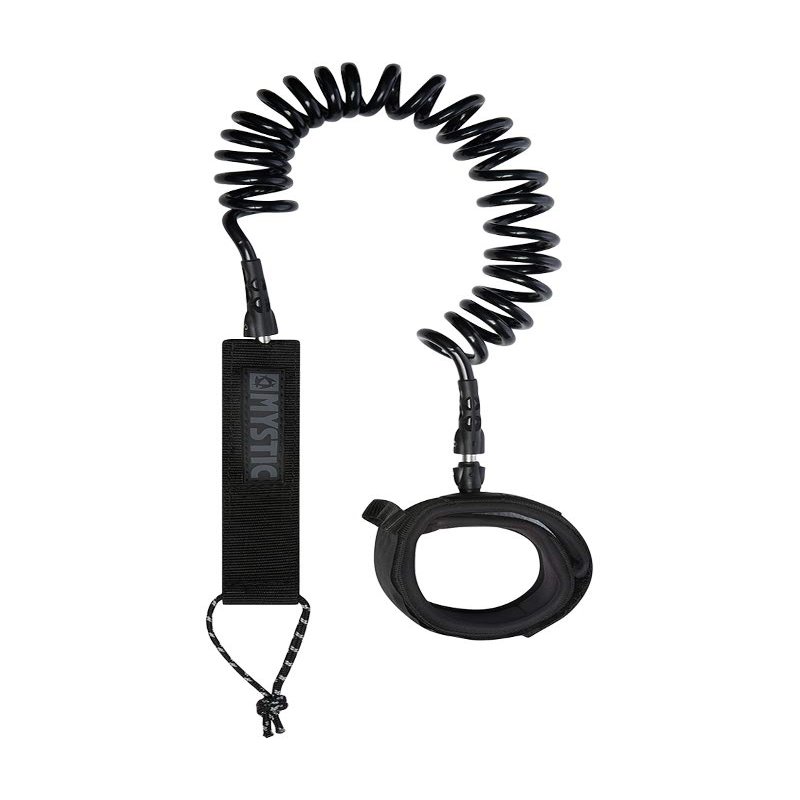 Mystic SUP Coiled Leash 2021-8ft or 10ft - Black 210151 10 Foot