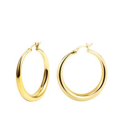 14K Gold Plated 925 Sterling Silver Hoop Earrings for Women Gilrs Hypoallergenic Lightweight Moon Shaped Hoop Earrings