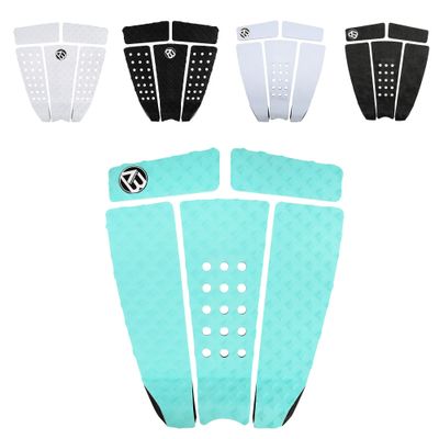 5 Piece EVA Surfboard Deck Traction Pads with Kicker for Stomp Skimboards, Surf Boards, Funboard, Fish Board/Aqua Blue Black White