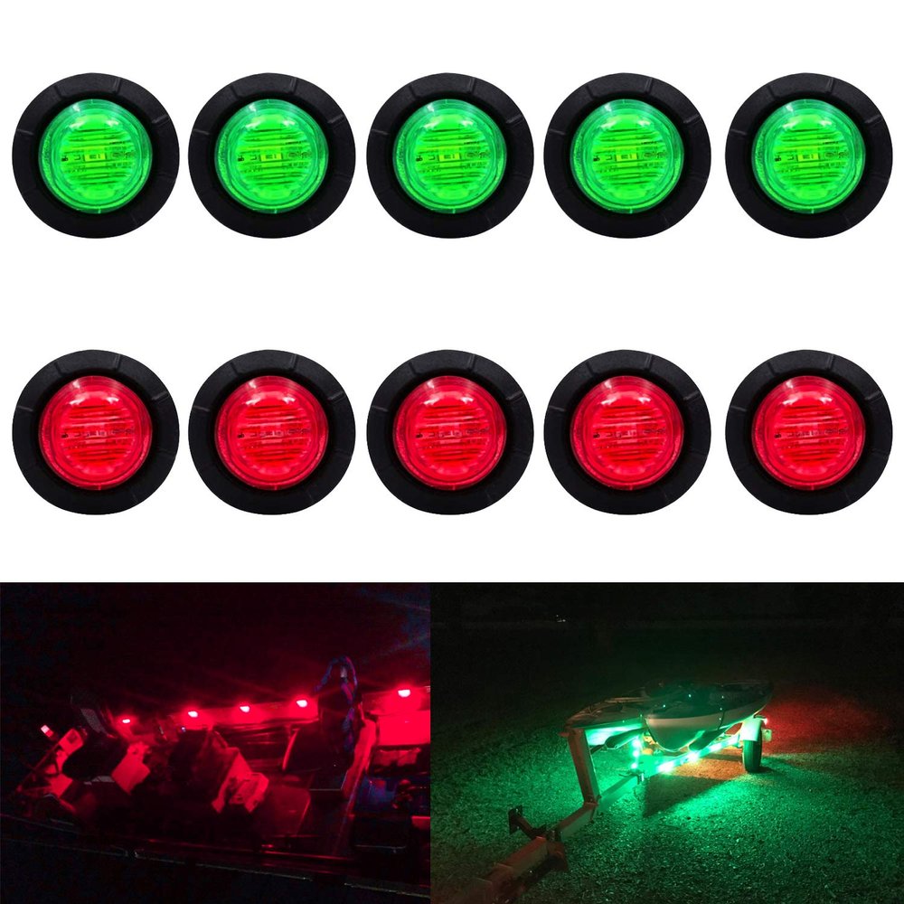(5 Red + 5 Green) Waterproof Marine Boat LED Lights, Underwater & Deck Courtesy Lights, 12V for Yacht, Boat, Fishing, Pontoon, Sailboat, Kayak