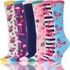 ANTSANG Kids Girls Knee High Socks Long Boot Crazy Silly Fun Gift Cute Tall Animal Socks for Child 6 Pairs Stocking Stuffers Gifts for 10 Year Old Girls Birthday Gifts Ideas (Flamingo) view 1