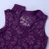 Hansber Kids Girls Ballet Dacne Gymnastics Leotard Turtleneck Sleeveless Lace Back Unitard Jumpsuit Purple 11-12 view 4