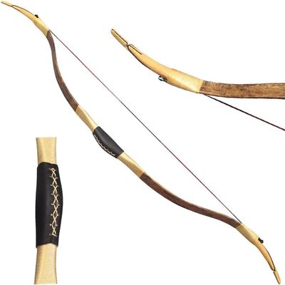 ZSHJGJR Archery Traditional Longbow Handmade 20-40lbs Recurve Bow One-Piece Hunting Bow Horse Bow for Outdoor Shooting Target Practice (Brown, 35lbs)