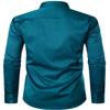 ZEROYAA Men's Urban Stylish Casual Business Slim Fit Long Sleeve Button Up Dress Shirt with Pocket ZLCL29 Teal Small view 3