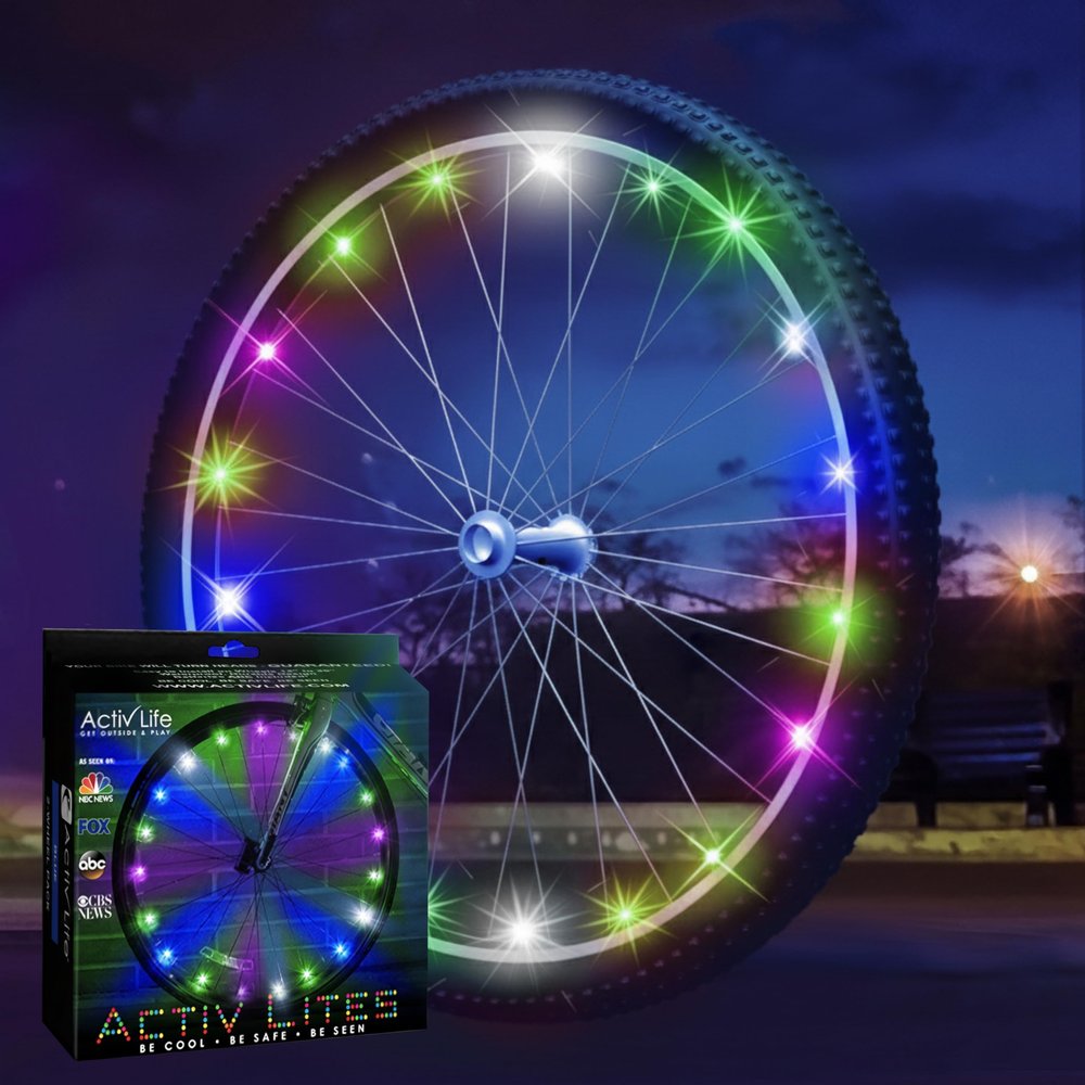 Activ Life LED Bike Wheel Lights with Batteries Included, Get 100% Brighter and Visible from All Angles for Ultimate Safety & Style (1 Tire Pack, Pastel)