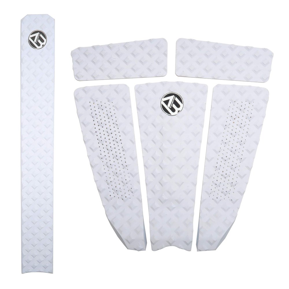 AQUBONA Arch Bar Traction Pad 5+1 Piece EVA Surfboard Deck Traction Pads with Kicker for Stomp Skimboards, Surf Boards, Funboard, Fish Board/White Blue