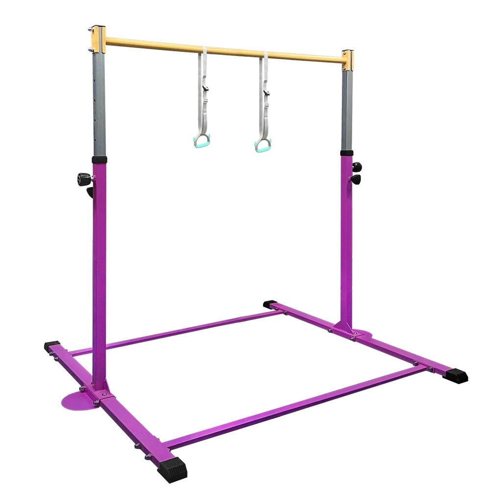 GLANT Gymnastic Kip Bar,Horizontal Bar for Kids Girls Junior,3' to 5' Adjustable Height,Home Gym Equipment,Ideal for Indoor and Home Training,1-4 Levels,300lbs Weight Capacity (Purple)