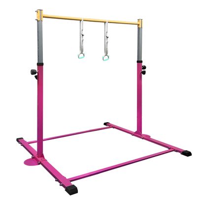 GLANT Gymnastic Kip Bar,Horizontal Bar for Kids Girls Junior,3' to 5' Adjustable Height,Home Gym Equipment,Ideal for Indoor and Home Training,1-4 Levels,300lbs Weight Capacity (Pink)