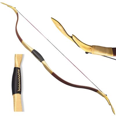 ZSHJGJR Archery Traditional Longbow Handmade 20-40lbs Recurve Bow One-Piece Hunting Bow Horse Bow for Outdoor Shooting Target Practice (Coffee, 25lbs)