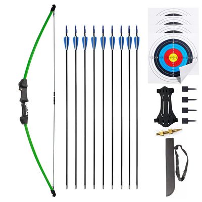Mxessua 45" Youth Bow and Arrows Set for Kids 8-12 Teens Recurve Archery Beginner Gift Longbow Kit 9 Arrows, 4 Target Face Toy for Backyard Game Age 12-14 14-16 Green