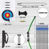Mxessua 45" Youth Bow and Arrows Set for Kids 8-12 Teens Recurve Archery Beginner Gift Longbow Kit 9 Arrows, 4 Target Face Toy for Backyard Game Age 12-14 14-16 Green view 3