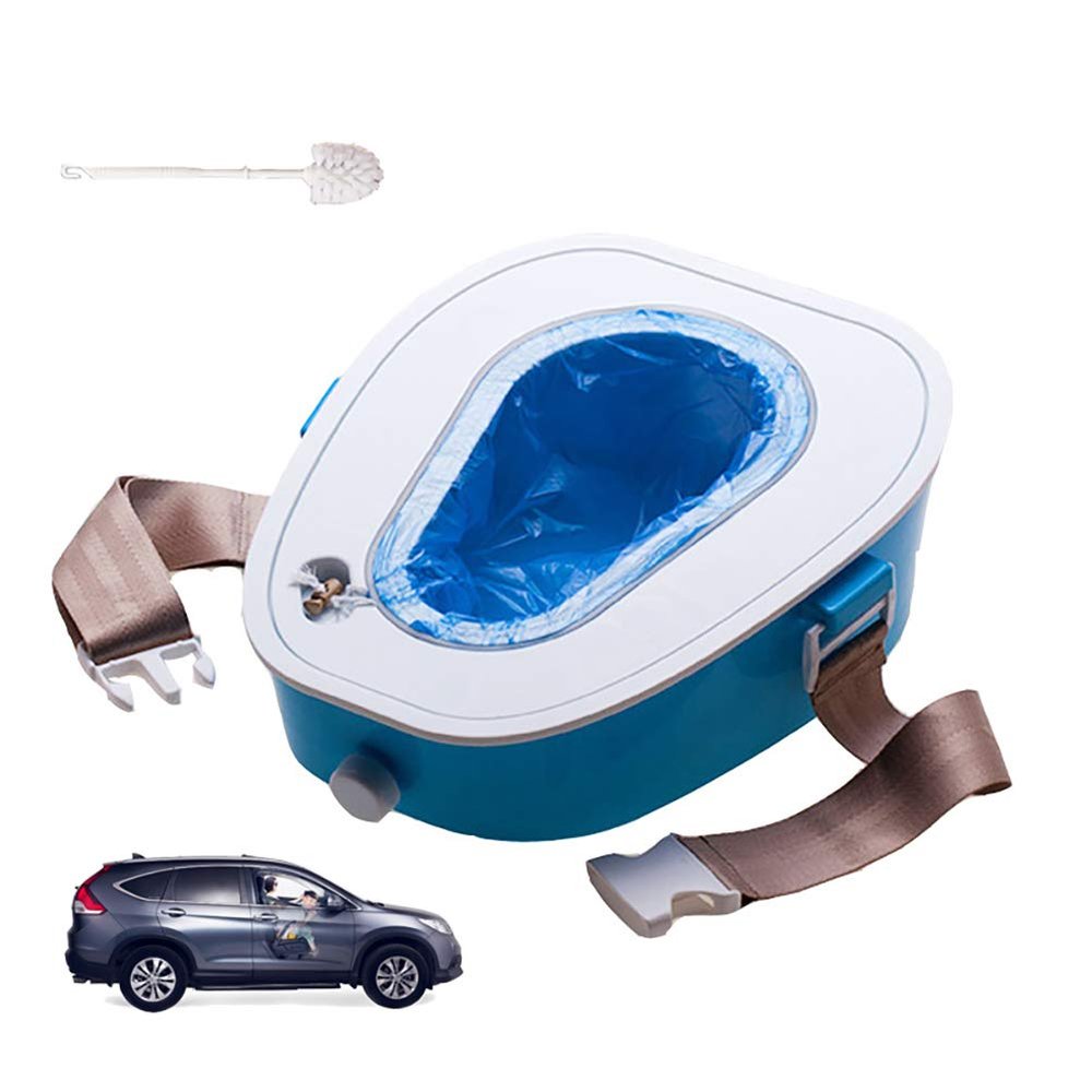 QWEASDF Portable Car Toilet, Mobile Emergency Potty for Adults/Children/Pregnant Woman/Old Man, for Outdoor Emergency, Camping, Hiking, Car Travel, Traffic Jam,Blue
