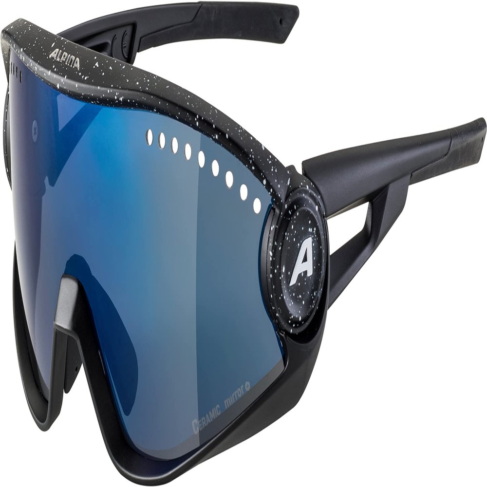 ALPINA Mirrored, 100% UV Protection Sport Sunglasses For Men & Women, Cycling/Running, Removeable Side Protection, 5W1NG, black, one size