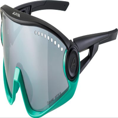 ALPINA Mirrored, 100% UV Protection Sport Sunglasses For Men & Women, Cycling/Running, Removeable Side Protection, 5W1NG, black turquoise, one size