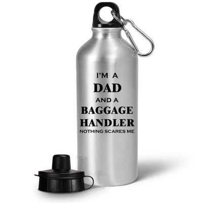 Art by Chelsydale Gifts for Baggage Handler Dad Men Husband Water Bottle Tumbler Reusable Portable Drinkware - Fleet Service Agent Clerk Airport Airline Rampie Ramper Funny Cute Gag Appreciation Idea