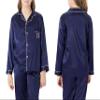 Topgal Cat Pajamas for Girls  Satin Silky Button Up Cute Coat Style Pyjama Size 8 Navy view 2