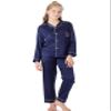 Topgal Cat Pajamas for Girls  Satin Silky Button Up Cute Coat Style Pyjama Size 8 Navy view 3