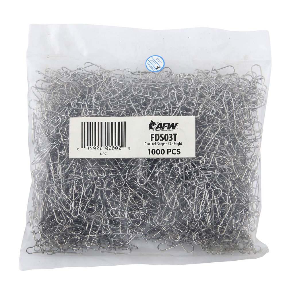 Duo Lock Snaps, Size #3, 40 lb (18 kg) Test, Bright, 1,000 pc
