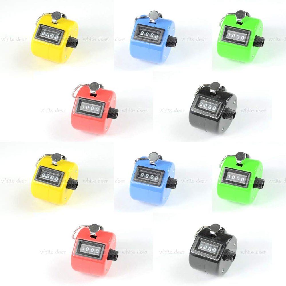 White Deer Hand Tally Counter 4 Digit Number Dual Clicker Golf Handy Convenient (Mix)