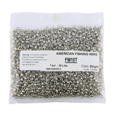 Brass Crane Swivels, Size #10, 30 lb (14 kg) Test, Nickel, 1,000 pc