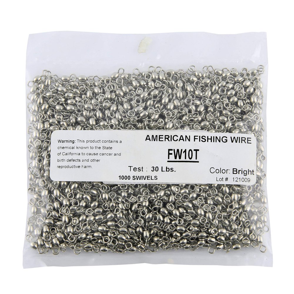 Brass Crane Swivels, Size #10, 30 lb (14 kg) Test, Nickel, 1,000 pc