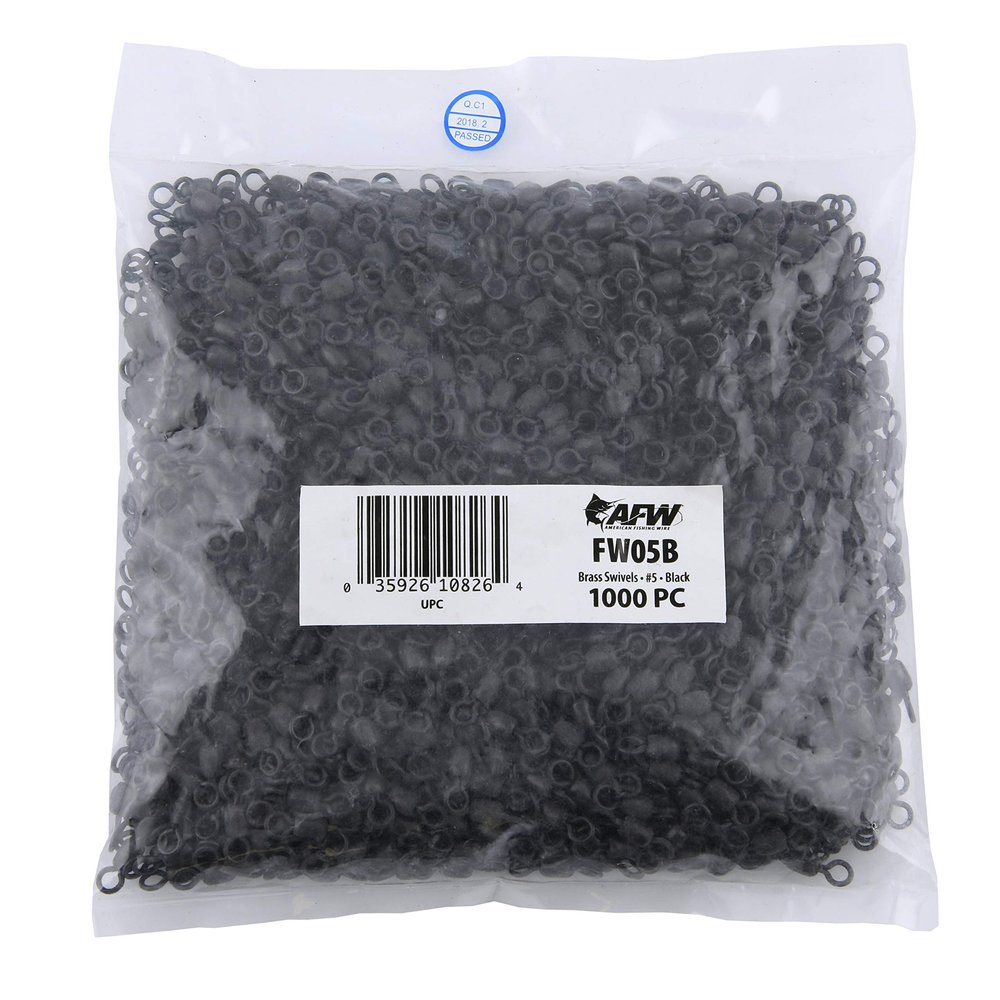 Brass Crane Swivels, Size #5, 90 lb (41 kg) Test, Black, 1,000 pc