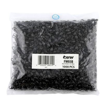 Brass Crane Swivels, Size #3, 100 lb (45 kg) Test, Black, 1,000 pc
