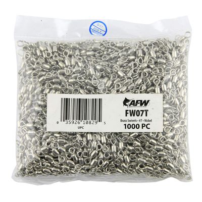 Brass Crane Swivels, Size #7, 75 lb (34 kg) Test, Nickel, 1,000 pc