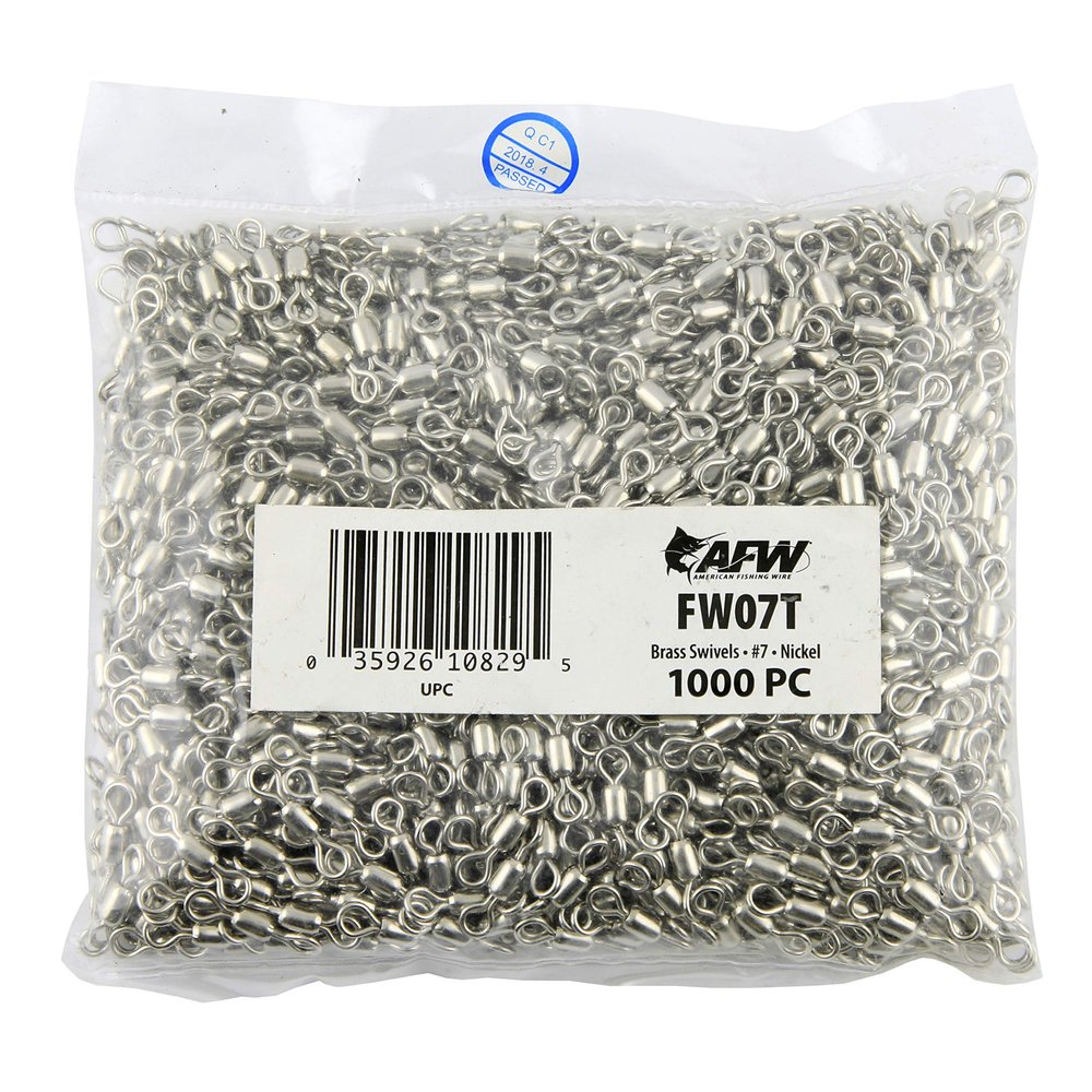 Brass Crane Swivels, Size #7, 75 lb (34 kg) Test, Nickel, 1,000 pc