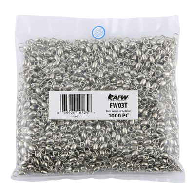 Brass Crane Swivels, Size #3, 100 lb (45 kg) Test, Nickel, 1,000 pc