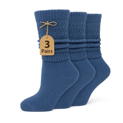 AWS/American Made Lightweight Slouch Socks 3 PAIRS Shoe Size 5-10 (Captains Blue)