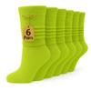 AWS/American Made 6 Pairs Cotton Slouch Knee Socks Shoe Size 5 to 10 (Lemon Green) view 1