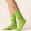 AWS/American Made 6 Pairs Cotton Slouch Knee Socks Shoe Size 5 to 10 (Lemon Green) view 2