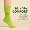 AWS/American Made 6 Pairs Cotton Slouch Knee Socks Shoe Size 5 to 10 (Lemon Green) view 3