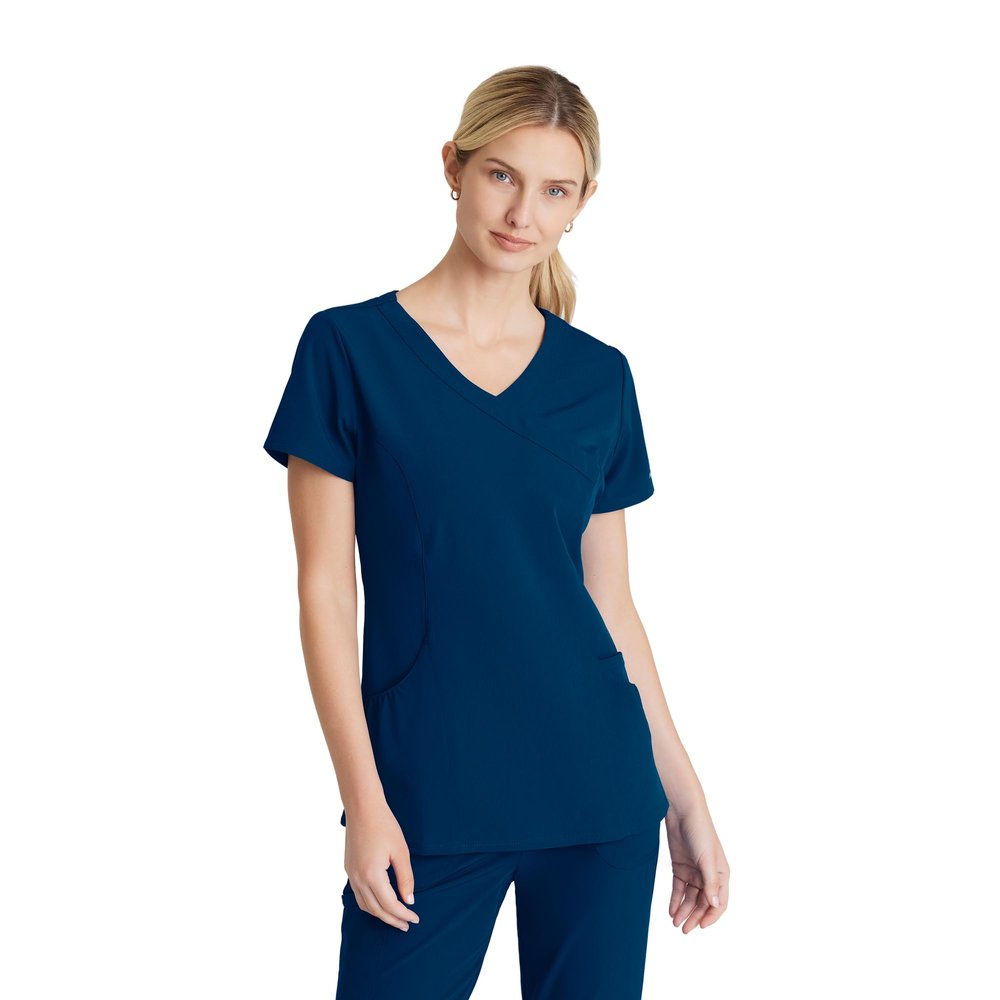 BARCO Skechers Vitality Charge Classic Fit Scrub Top for Women  Navy, 3-Pocket Classic V-Neck Shirt w/ 4-Way Stretch  Moisture Wicking, Quick-Shed, Anti-Static  2XL, Regular Fit