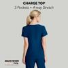 BARCO Skechers Vitality Charge Classic Fit Scrub Top for Women  Navy, 3-Pocket Classic V-Neck Shirt w/ 4-Way Stretch  Moisture Wicking, Quick-Shed, Anti-Static  2XL, Regular Fit view 4