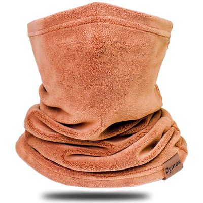 Dymex Neck Warmer Gaiter Winter Fleece Neck Cover Balaclava Windproof Face Cover Mask for Ski Motorcycle (Light Orange, 1)