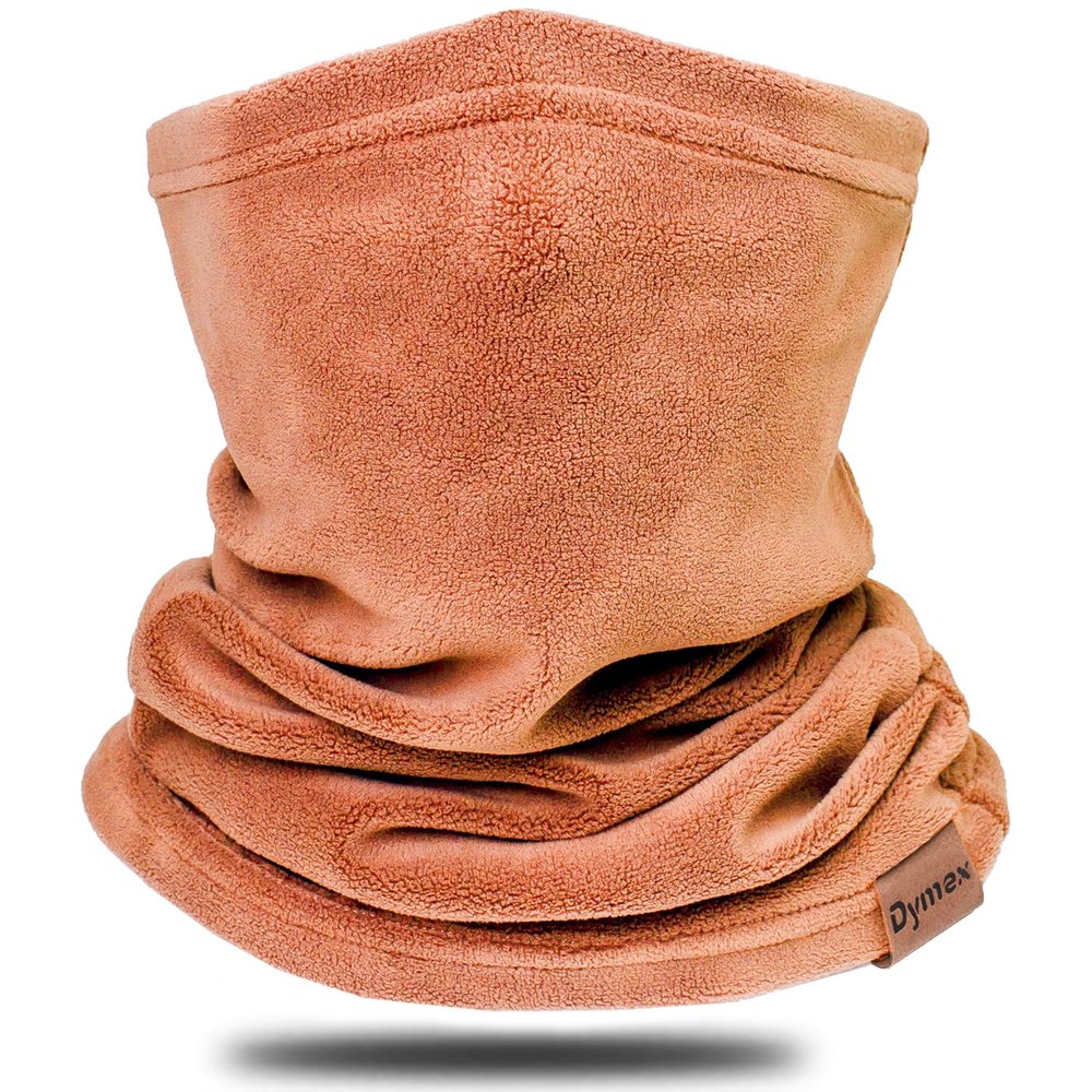 Dymex Neck Warmer Gaiter Winter Fleece Neck Cover Balaclava Windproof Face Cover Mask for Ski Motorcycle (Light Orange, 1)