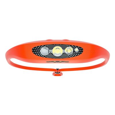 KNOG Bilby 400 Lumen Headlamp - Rechargeable Silicone Head Light w/ 7 Light Modes - Ultralight, IP67 Waterproof (Fluoro Orange), One Size
